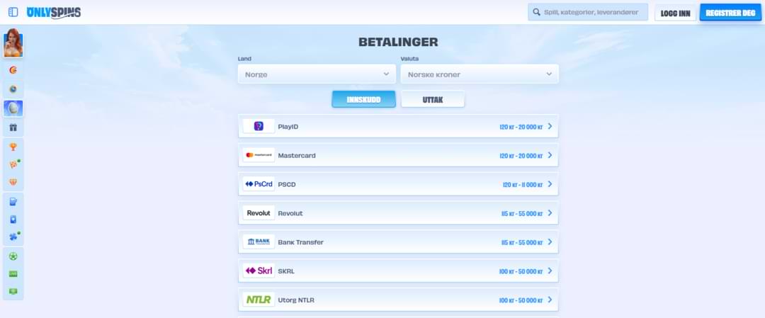 Betalinger - OnlySpins