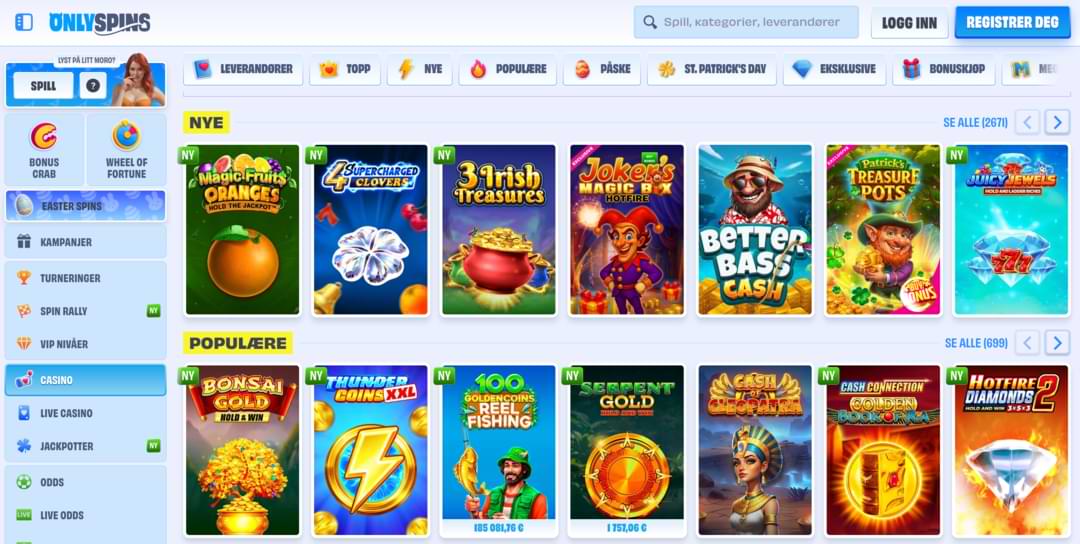 Spill hos OnlySpins casino