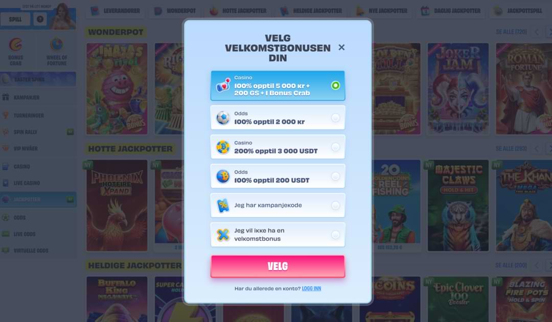 Hvordan registrere seg hos OnlySpins casino